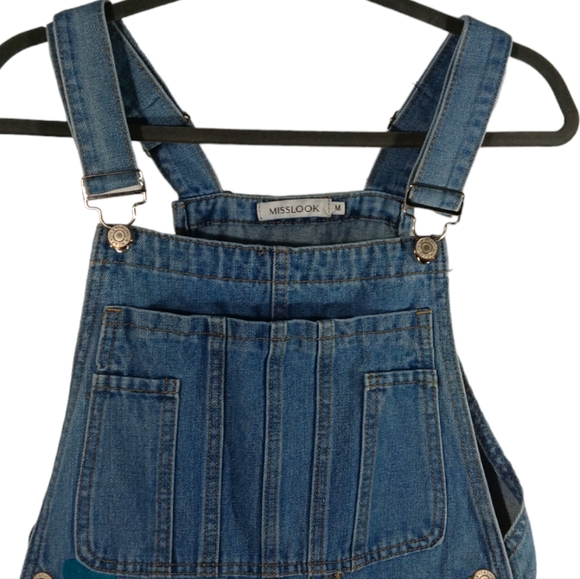 MISSLOOK Short Bib Overalls Floral Print SZ Medium - Picture 3 of 9